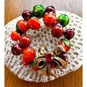 Christmas Wreath Brooch Pin New Ornaments Festive Winter Holiday Jewelry…